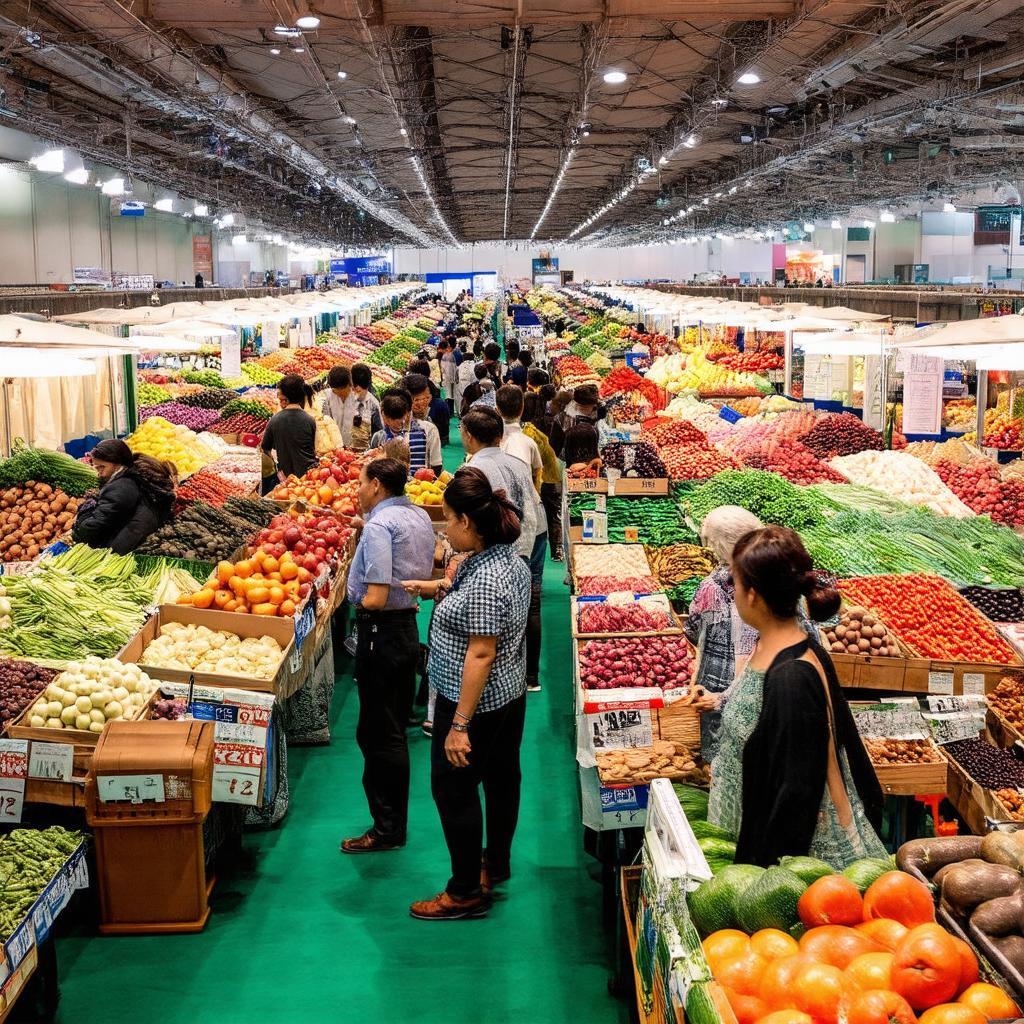 Không khí sôi động và đa dạng sản phẩm tại triển lãm nông sản ở Trung tâm Xúc tiến Thương mại Nông nghiệp